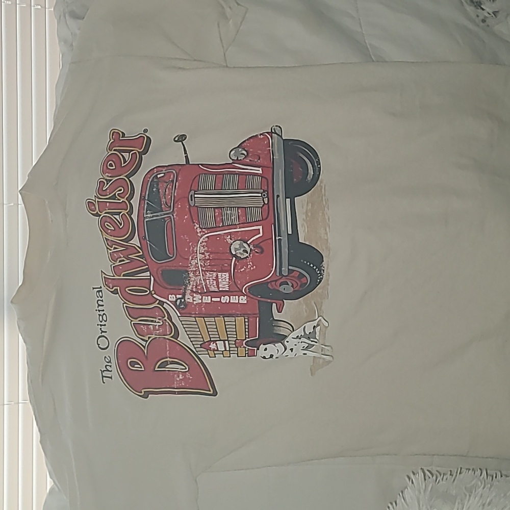 The Original Budweiser Truck Dalmatian Beige T-Shirt, medium